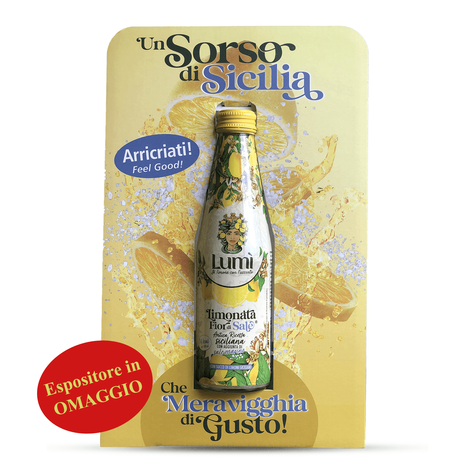 lumì limonata fior di sale lumì antica ricetta siciliana 12 bottiglie in vetro da 250ml + espositore da banco in omaggio - foto 5