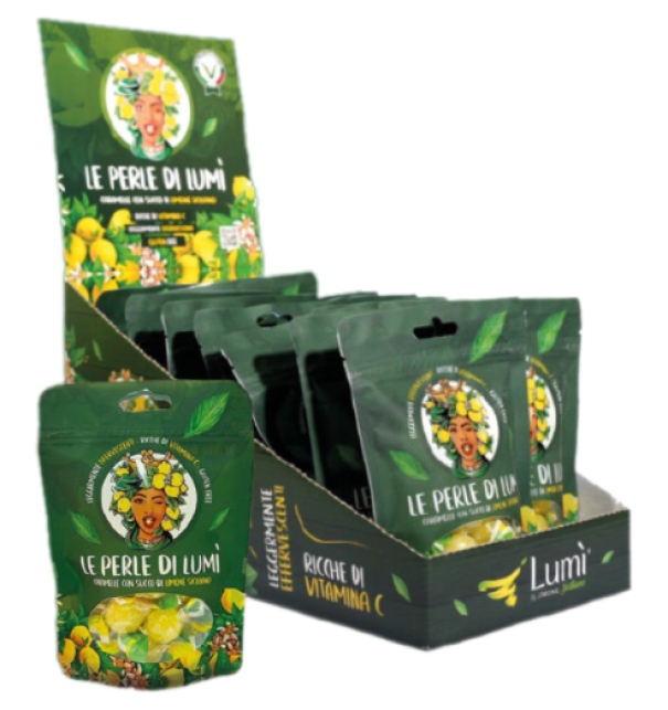 Caramelle Perle di Lumi box con 2 espositori da 14 doypack cad