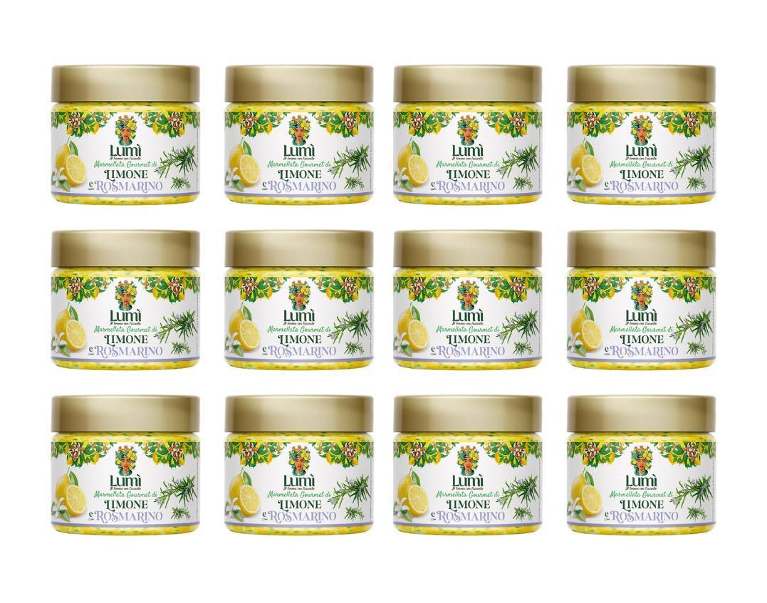 Marmellata gourmet Lumi di limone e rosmarino - Confezione da 12 vasetti da 120gr