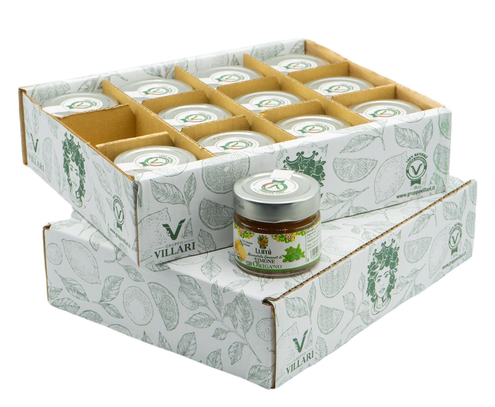 Marmellata gourmet Lumi di limone e origano - Confezione da 12 vasetti da 120gr