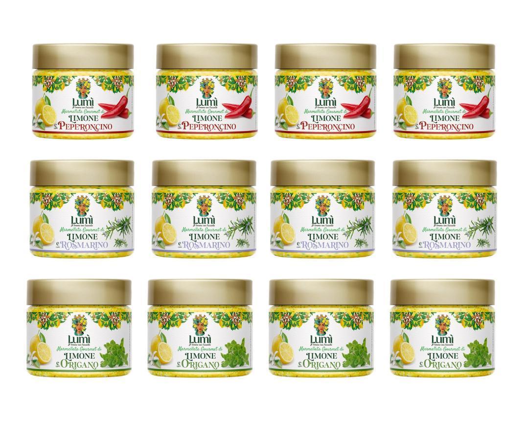 Marmellata gourmet Lumi di limone e spezie mediterranee - Confezione da 12 vasetti da 120gr