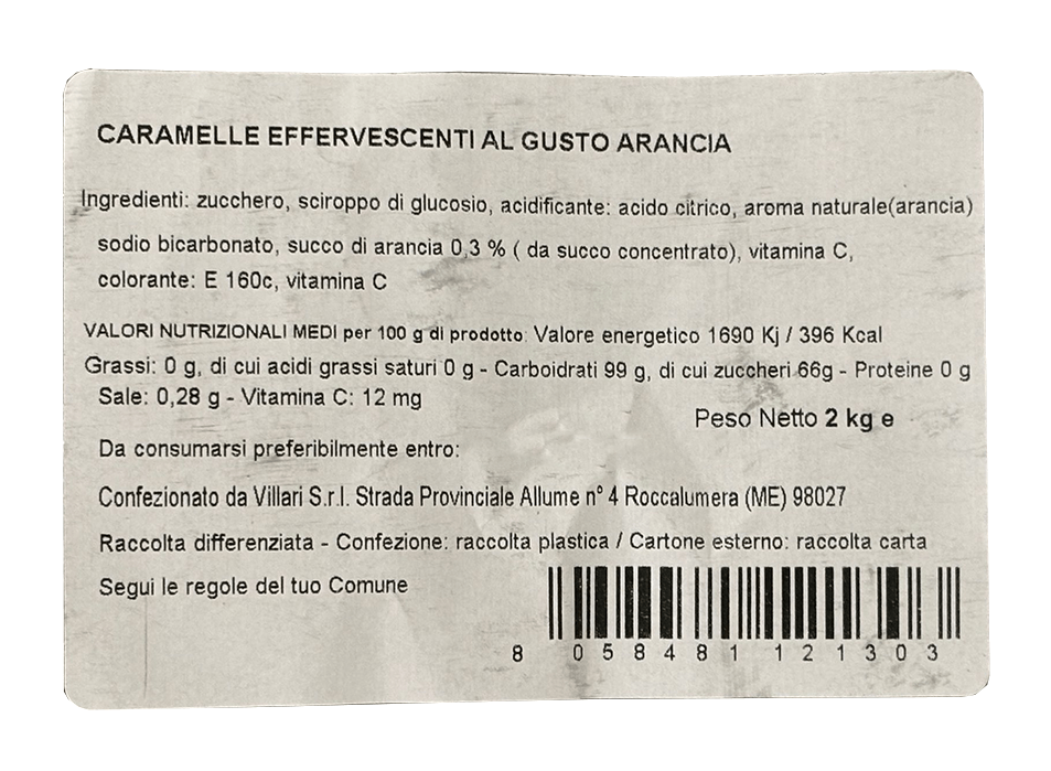Caramelle Perle di Lumi sfuse in sacchetto da 2kg x 5pz - Gusto Arancia