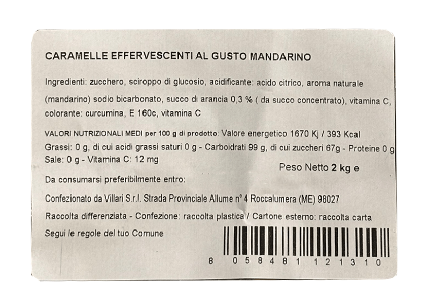 Caramelle Perle di Lumi sfuse in sacchetto da 2kg x 5pz - Gusto Mandarino