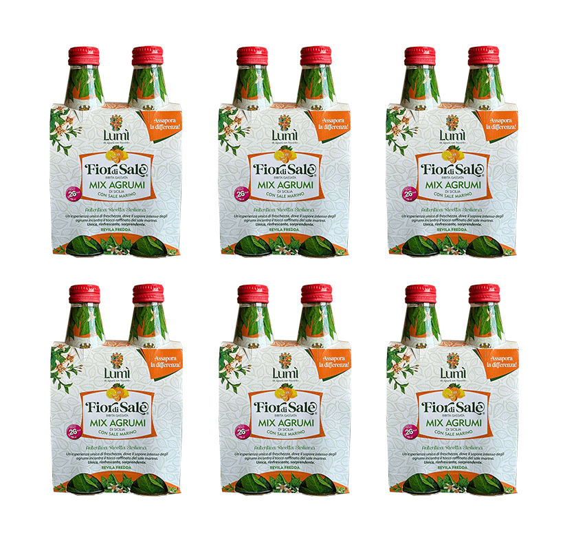 Fior di Sale al Mix di Agrumi Lumi - Confezione da 6 cluster da 4 bottiglie in vetro 250ml