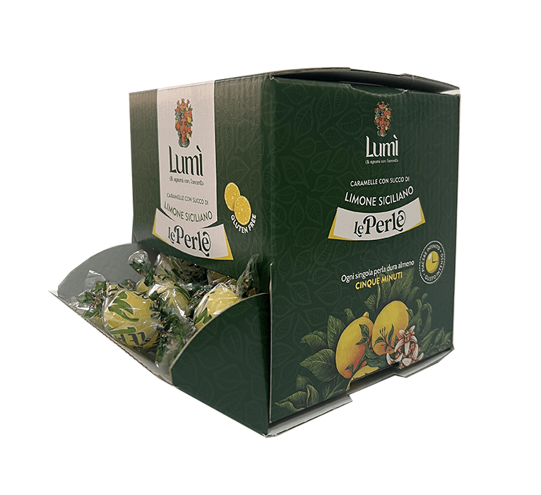 Caramelle Perle di Lumi box da 4 bocche di lupo da 600gr - Gusto Limone