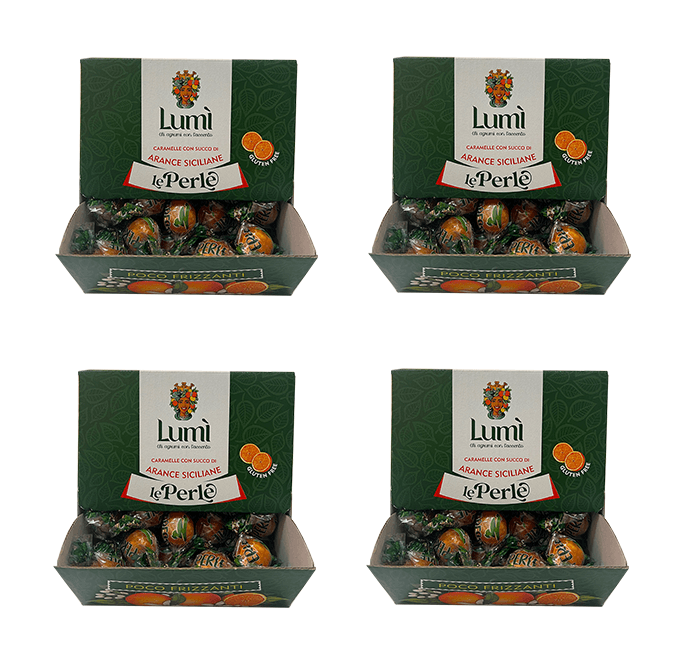 Caramelle Perle di Lumi box da 4 bocche di lupo da 600gr - Gusto Arancia